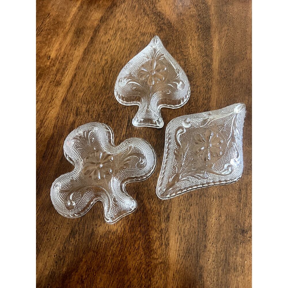 Vintage Indiana Glass Poker Suit Trinket / Ring Dish – Set of 3 - MCM - Retro